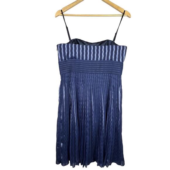 Lyndia Procanik Stripe Pleated Blue Adjustable Strap/Strapless Empire Dress 10 - Picture 2 of 12